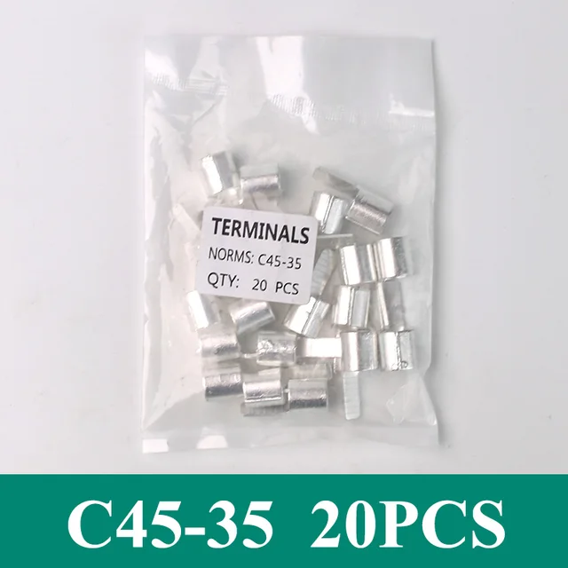 C45 insert DZ47 Air Open Type Cold Pressed Terminal Breaker Pin Copper Welding Piece 1.5-50mm² Cable Terminal Bare Terminals C45-35 20PCS