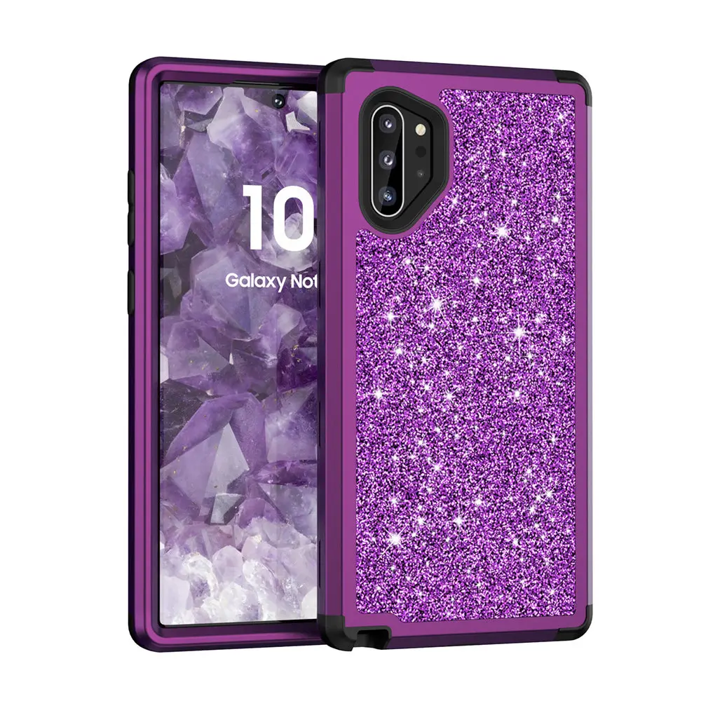 Противоударный чехол для samsung Note 10 Plus 5G задняя крышка на galaxy note 10 5g гибридный жесткий резиновый ударный Броня Шикарный чехол для телефона - Цвет: Фиолетовый