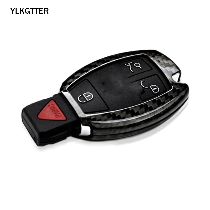Чехол для ключей YLKGTTER из углеродного волокна для Mercedes-Benz A-class B-class C-class E-class GLK W204 CLA CLS чехол для ключей без ключа