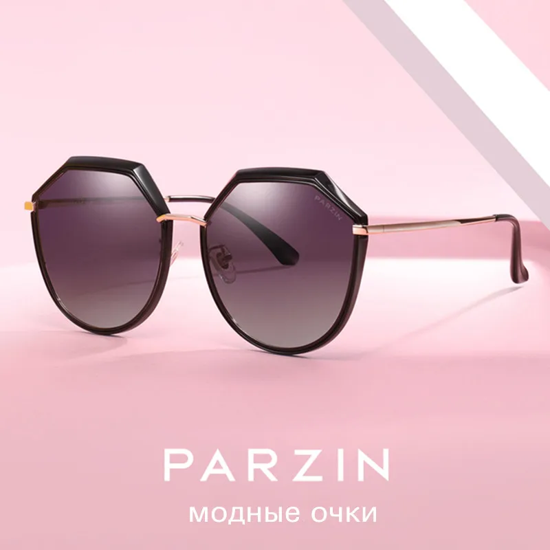 PARZIN Поляризованные Солнцезащитные Очки Женщины Металлический Полигон Рамка Женщины Солнцезащитные Очки Негабаритных Женские Очки Для Вождения Защита от УФ