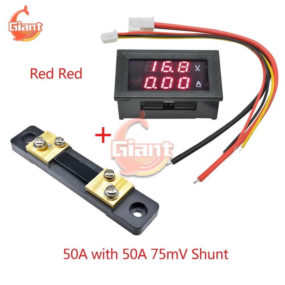 DC0-100V/7-110V 50A Digital Voltmeter Ammeter LED Display DC Amp Volt Meter Voltage Current Tester Volt Detector with FL-2 Shunt noise measuring device Measurement & Analysis Tools