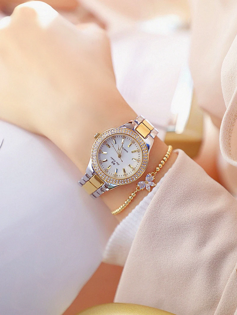 2021 Ladies Wrist Watches Dress Gold Watch Women Crystal Diamond Watches Stainless Steel Silver Clock Women Montre Femme 2020