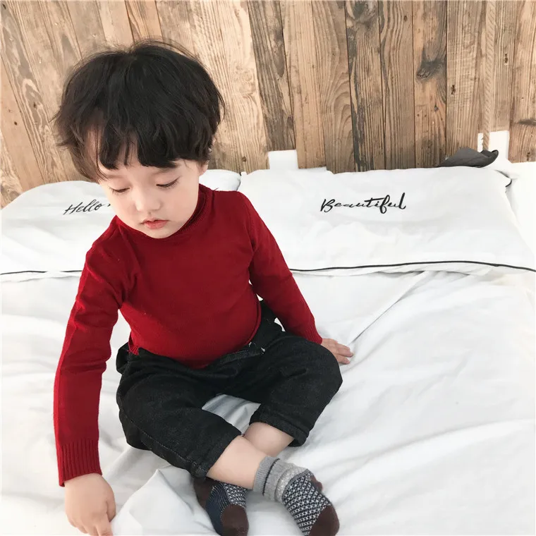 20181 Autumn And Winter New Style Childrenswear Children High Collar Knitted Sweater Base Shirt Girls Slim Fit Knitted Pullover
