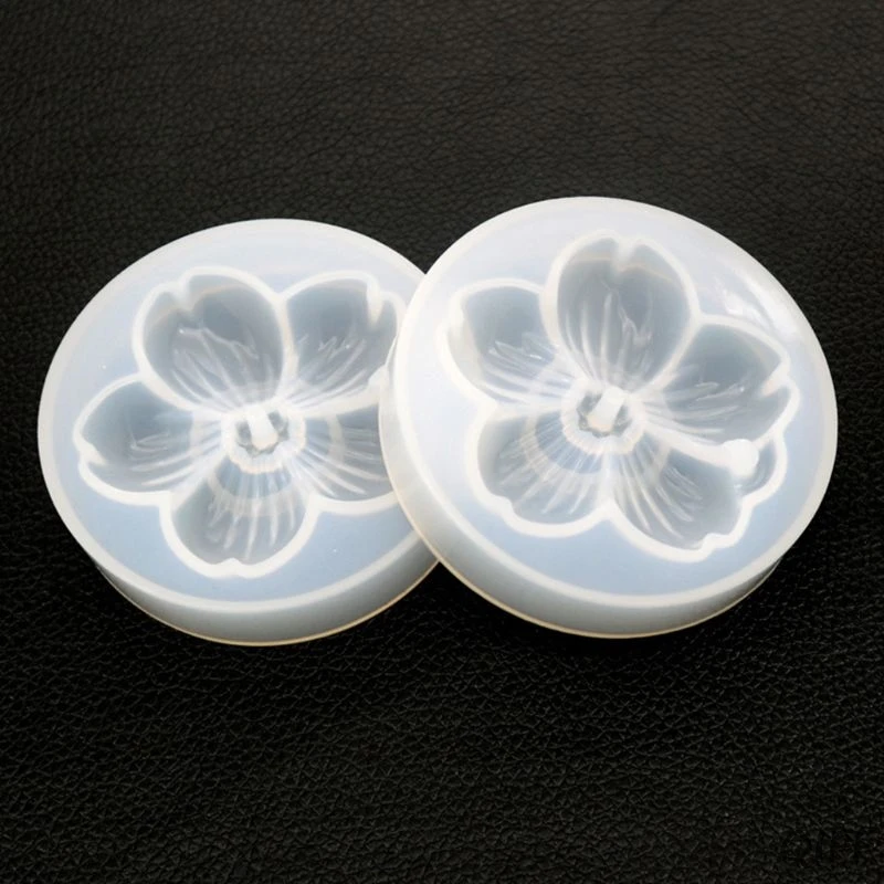 DIY Crystal Epoxy Cherry Blossoms Mold Handmade Mirror Pendant with Hole Silicone Mould