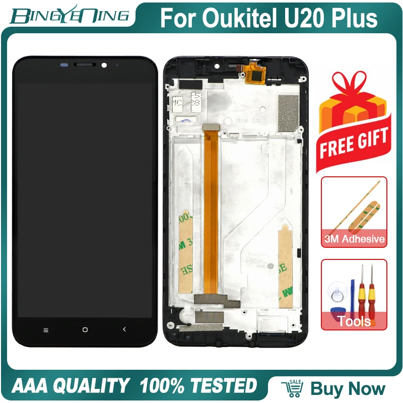 BingYeNing 5 &quotдля Oukitel U20 Plus ЖК-дисплей и сенсорный экран дигитайзер с рамкой дисплея