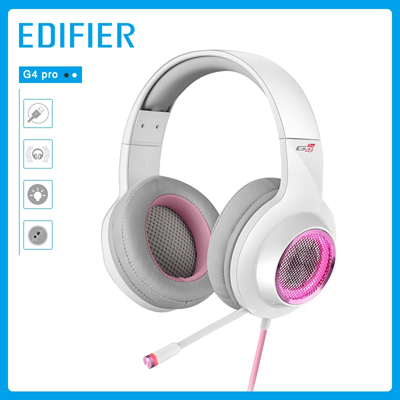 EDIFIER G4 Pro USB игровые гарнитуры микрофон большие наушники с Виртуальным 7,1 объемным звуком RGB огни глубокий бас для ПК ноутбука