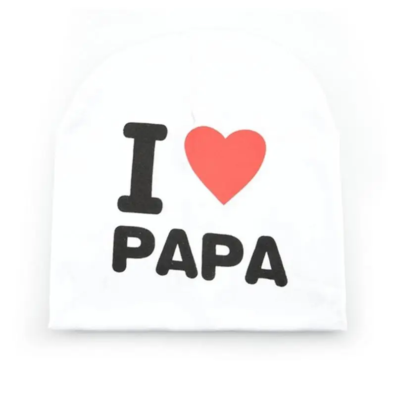 Новинка; милая Весенняя шляпа для младенцев с надписью «i love papa mama»; вязаная теплая хлопковая Шапка-бини для маленьких мальчиков и девочек - Цвет: white