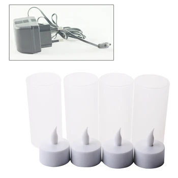 

12 Bases Decorative Electronic Home Wedding Simulation Candle Flameless Led Tealight Rechargeable Flickering