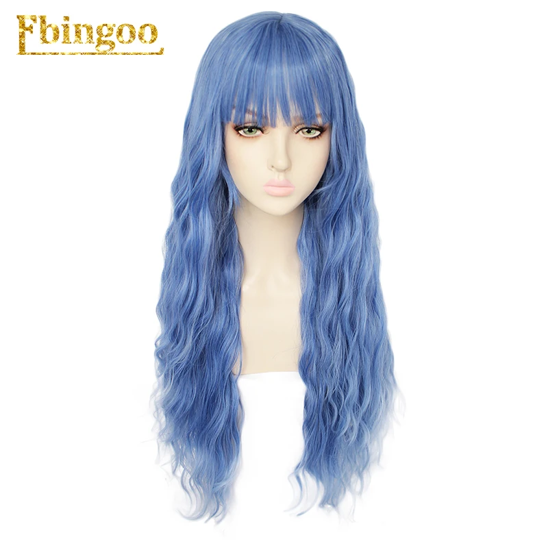 Ebingoo длинные воды волнистые светлые Синтетический парик с аккуратной челкой для женщин высокой температуры волокна 26 дюймов