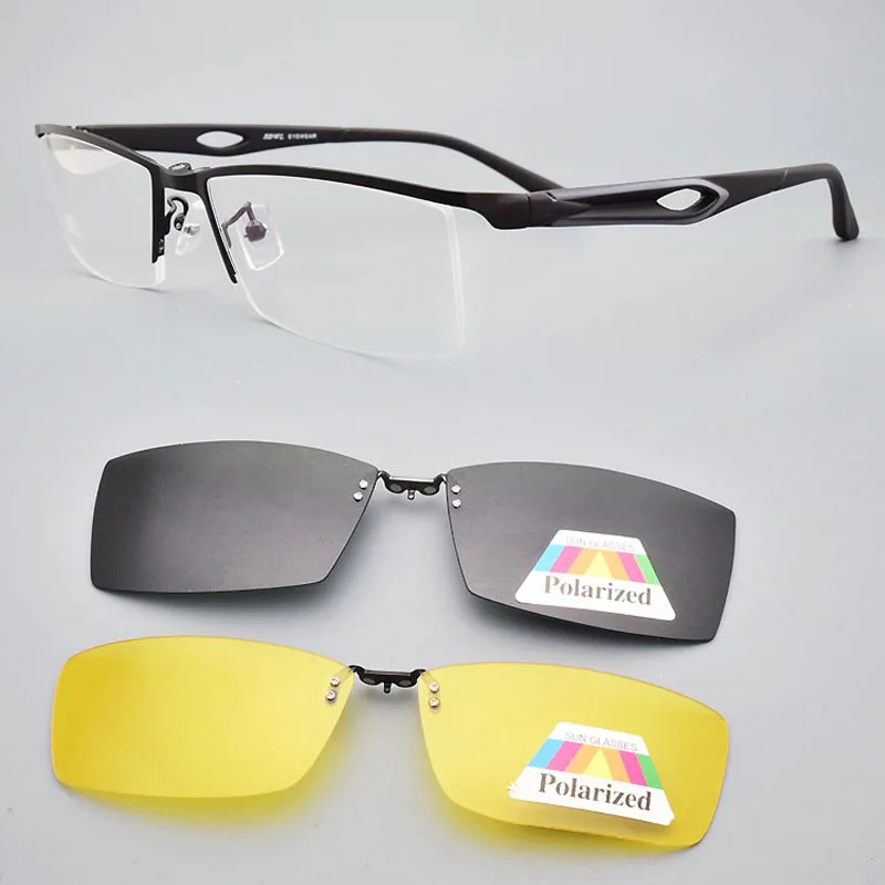 Glasses Frame Male Clip On Sunglasses Magnetic Myopia Yellow Night