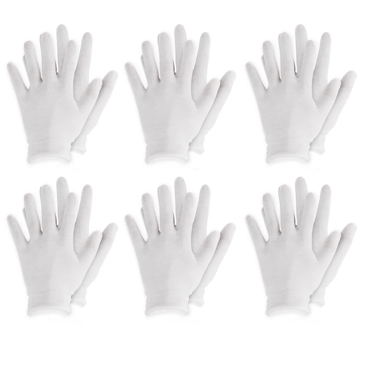 12 Pairs White Thin Reusable Elastic Soft Cotton Gloves Dry Hands Moisturizing Cosmetic Hand Spa Coin Jewelry Inspection Glove 