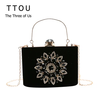 

Flower Deco Diamond Sequin Women Evening Clutch Bag Wedding Dress HandBags Friends Banquet Lady Ideal-gift Lady Crossbody Purse
