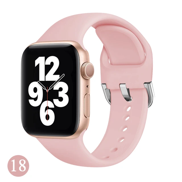 Soft Rubber Sport Band For Apple Watch SE 44mm 40mm Buckle Strap on Smart iWatch Correa Watchband Bracelet Series 65432 42mm38mm Vintage rose