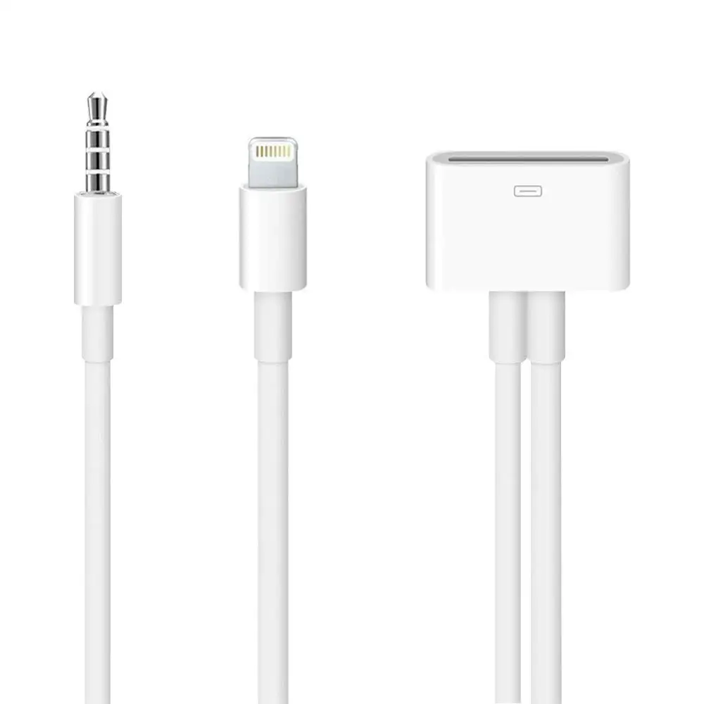 

30 Pin 30Pin Dock Connector Female to AUX 3.5mm 8 Pin 8Pin Male Jack Car Stereo Line Out Audio Cable for Apple iPod iPhone iPad