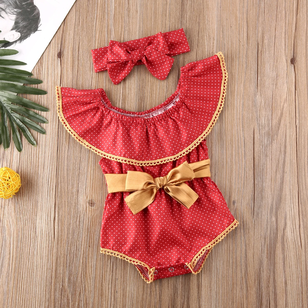 US Christmas Clothes Baby Girl Clothes Romper Jumpsuit Playsuit Headband Outfits Sunsuit Clothes 0-24 months