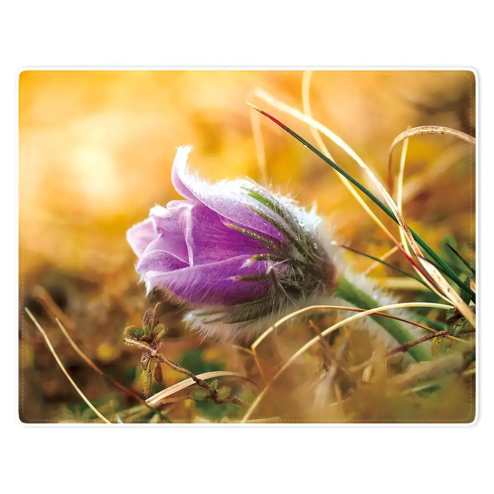 

HommomH Blanket Soft Comfort lightweight well made Nap Sofa Bed Travel Warm Plush Throw a Purple Flower In An Orange Meadow