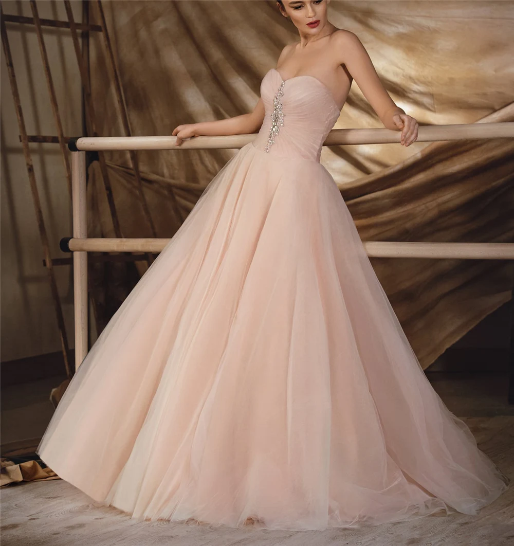 Robe de mariee винтажное розовое Тюлевое свадебное платье с оборками сексуальное, с лифом сердечком, с открытой спиной невесты платья с открытой спиной свадебное платье невесты