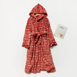 Autumn and Winter Flannel Nightgown Mid-Length Large Size Thickened Couple Pajamas Cross-Border Bathrobe
