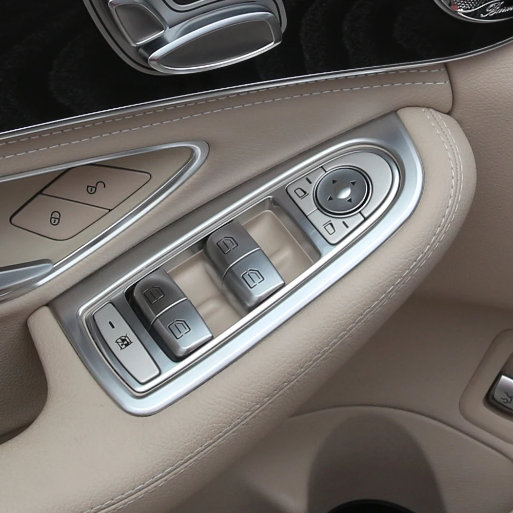 Для Mercedes Benz C Класс W205 GLC автомобильный Стайлинг крышка отделка окна лифт кнопка переключатель блесток нержавеющая сталь интерьер яркий
