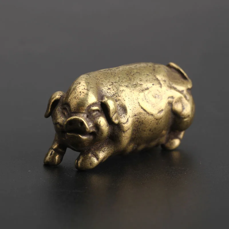 

Copper Pig Small Statue Ornaments Solid Brass Desktop Tea Pet Decorations Animal Miniatures Figurines Home Table Decor Crafts