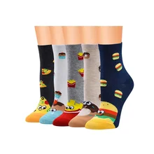 New Carton  Design Cola and Chicken Paint 100 Percent Cotton Fashion Socks for Women
