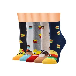New Carton  Design Cola and Chicken Paint 100 Percent Cotton Fashion Socks for Women