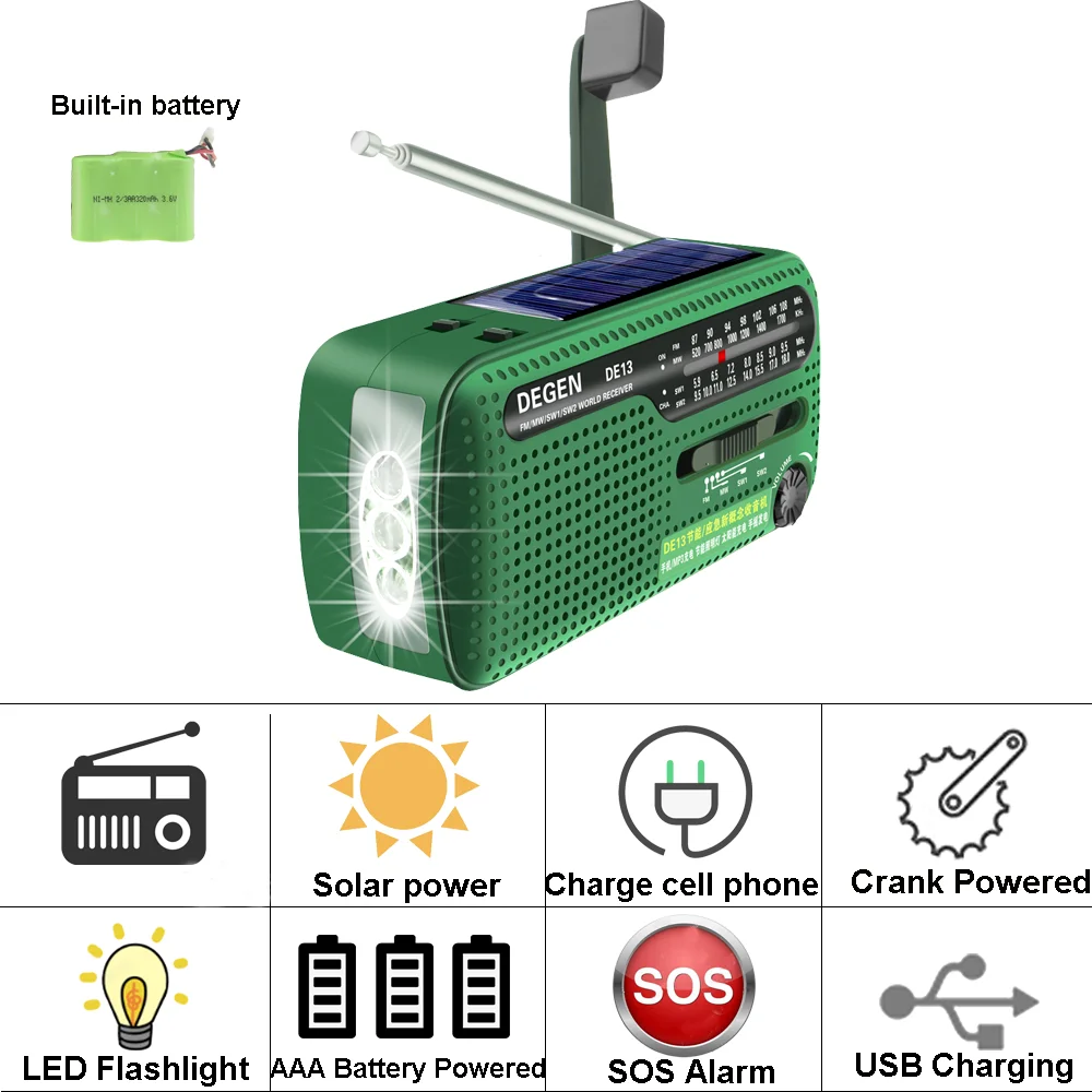 Alimentar o Seu Chamada para Ajuda Adequado para Aventuras Selvagens em Uma Degen Lanterna Alarm Clock Rádio Pode Telefone Emergência De13 fm Sun - Image 6