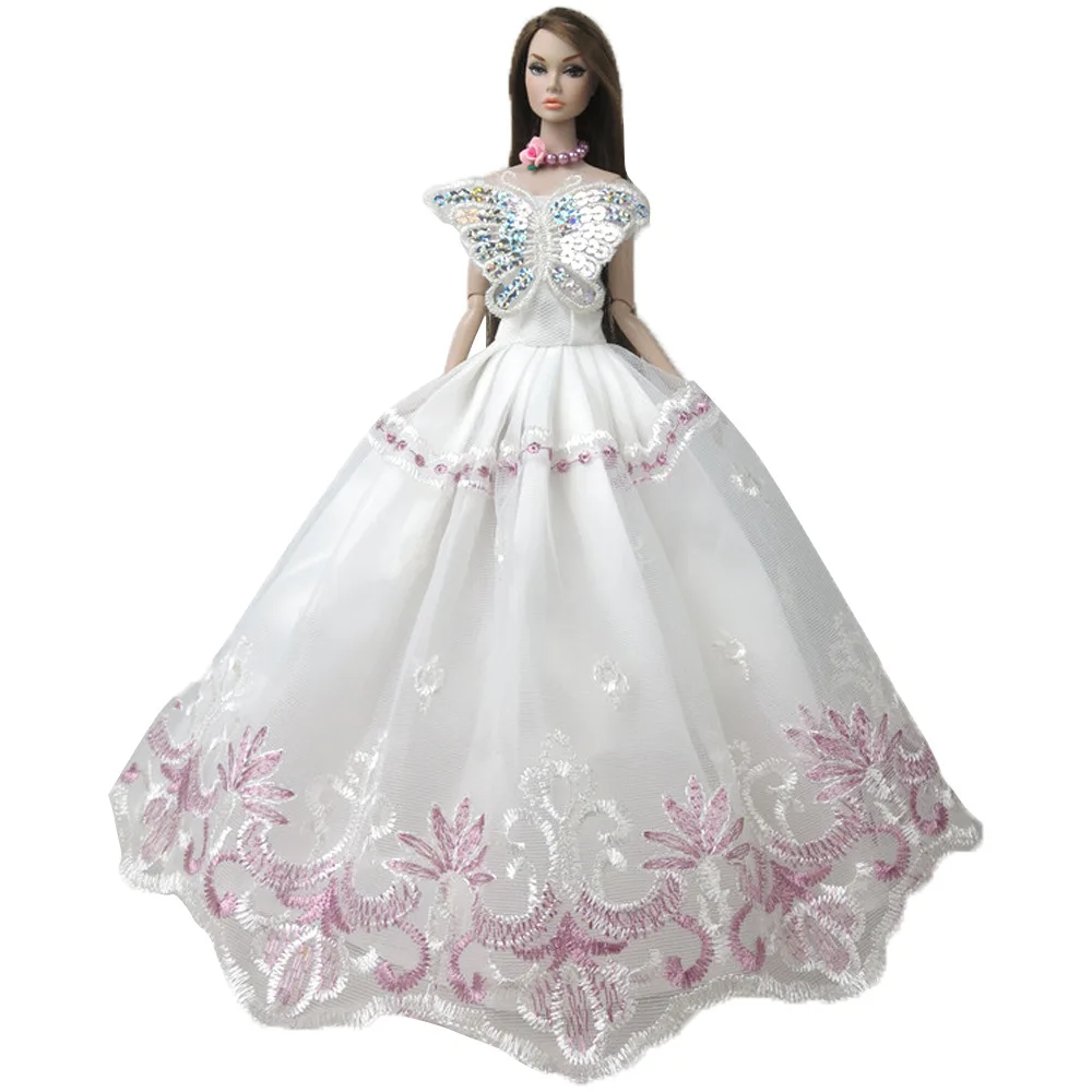 NK One Pcs Doll Princess Wedding Dress Noble Party Gown For Barbie Doll Accessories Handmake Outfit Best Gift For Girl' Doll JJ - Цвет: N