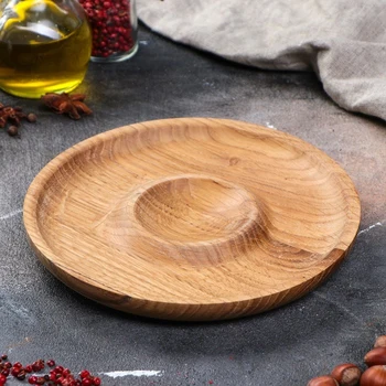 

Plate with gravy boat, solid oak, 20 cm
