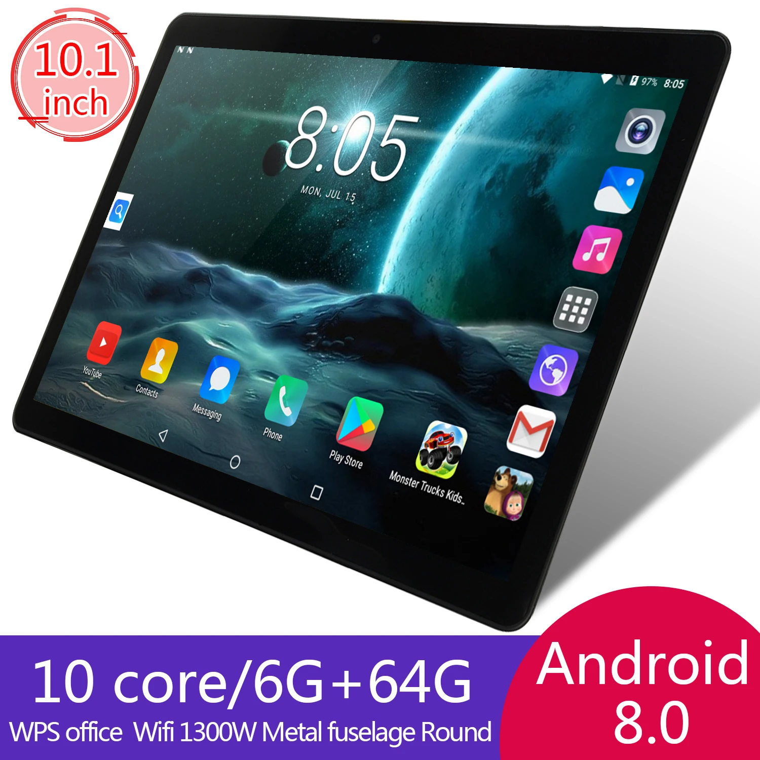 Kaufen KIVBWY 10 zoll tablet PC 6GB RAM 64GB ROM 1280*800 IPSl SIM Karte 4G LTE FDD Wifi Android 8.0 tablet 10,1