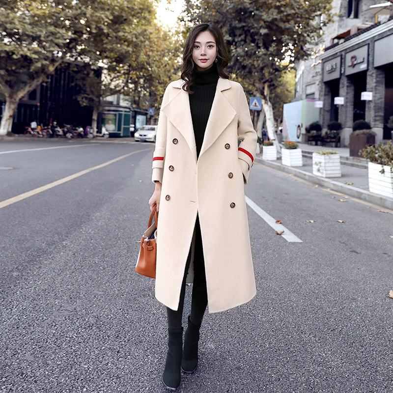 picture color3 XUXI для женщин новое шерстяное женское тонкое пальто осень зима популярное синее шерстяное свободное манто кашемировое пальто FZ0082 - Цвет: picture color3
