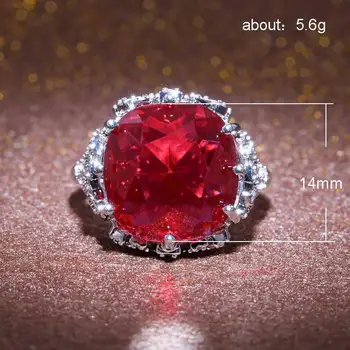 

Diamond ring rose gold rings Crystal moissanite Ruby ring Garnet ring Super large red zircon Pink Cubic zirconia ring B2747