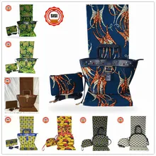 Новое поступление африканская настоящая восковая ткань хлопок Анкара восковая печать ткань с элегантной женщины 3 шт Сумочка набор для вечерние