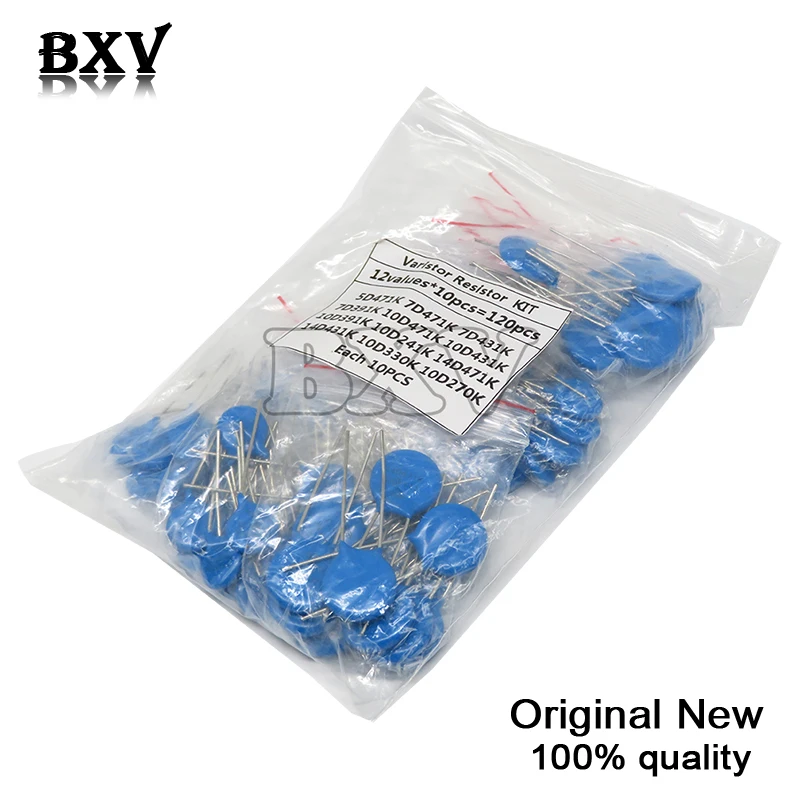 

100PCS=12Value*10pcs Varistor Resistor Assorted Kit 5D471K 7D471K 7D431K 7D391K 10D471K 10D431K 10D391K 14D471K 14D431K 10D241K