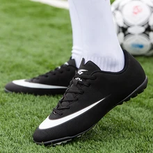 Мужские классические Молодежные футбольные бутсы для футбола, тренировочные бутсы для мужчин и подростков, футбольные бутсы черного цвета