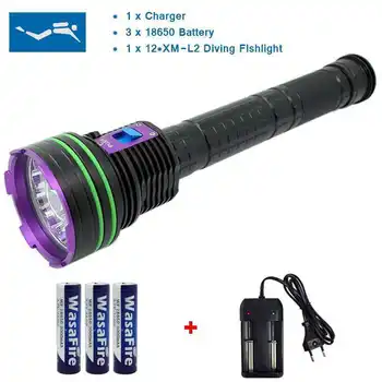 

2020 New Underwater Scuba Lanterna High Brightness 20000LM 12*XM-L2 LED Diving Flashlight Waterproof 18650 Dive Torch Lamp