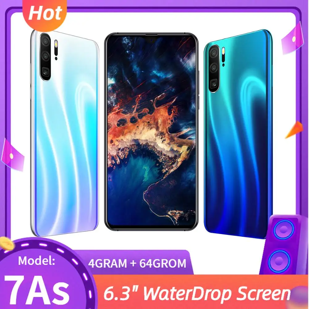 7A s 4G ram 64G rom четырехъядерный смартфон Face ID 6 3 &quotэкран капли воды мобильные