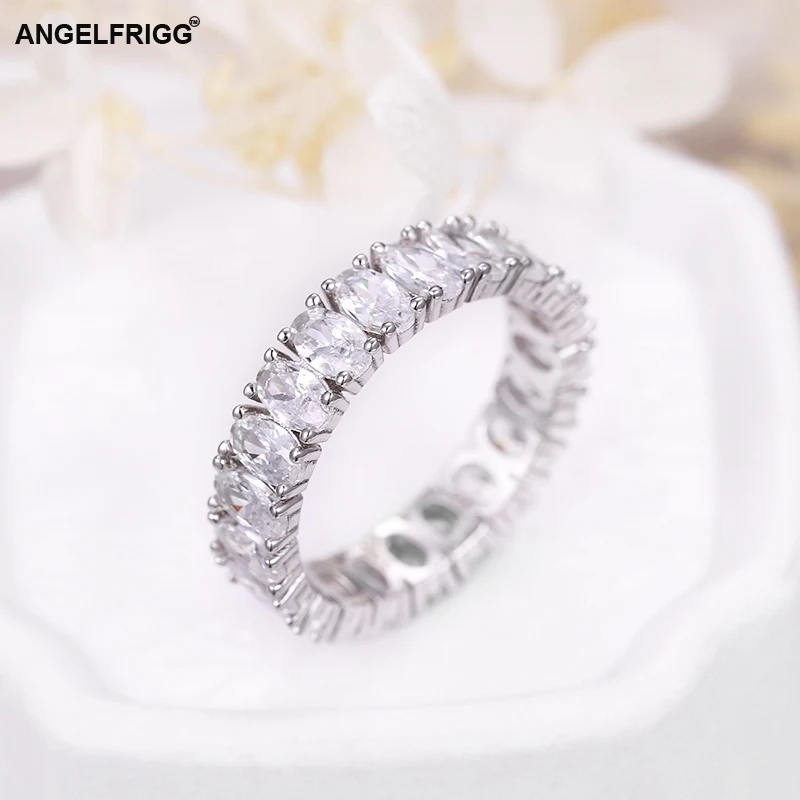 

ANGELFRIGG 100% Real 925 Sterling Silver With AAA CZ Stone Female Finger Rings for Women Wedding Engagement Jewelry