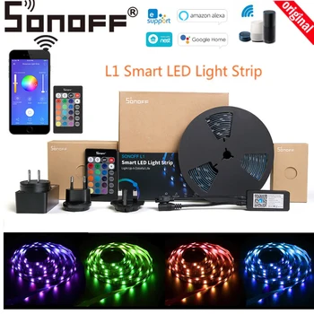 

SONOFF L1 2/5M Smart LED Light Strip Dimmable Waterproof WiFi Flexible RGB Strip Lights Work With EWelink Alexa Google Home