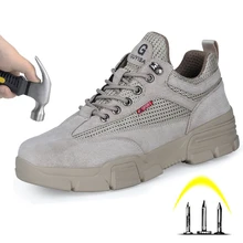 Безопасная Мужская обувь; износостойкая, устойчивая к прокалыванию, дышащая, удобная, износостойкая, со стальным носком, Рабочая обувь