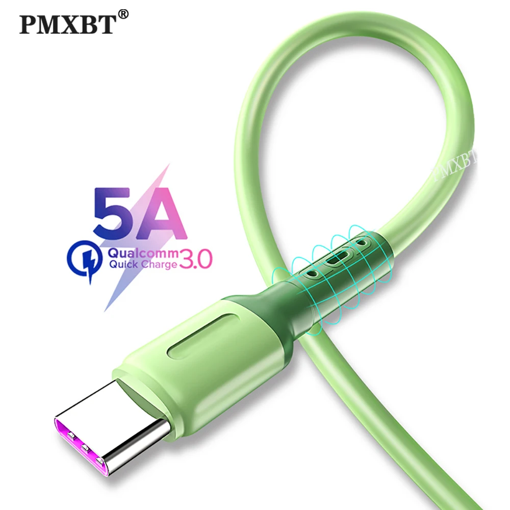 5A USB Type C Cable For Samsung Huawei P40 Xiaomi Redmi Liquid Soft Silicone Type-C Charger Data Cord Super Fast Charging | Мобильные