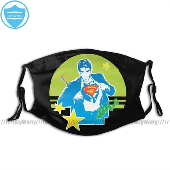 

Superman Mouth Face Mask Superman 80's Style Facial Mask Cool Kawai with 2 Filters for Adult