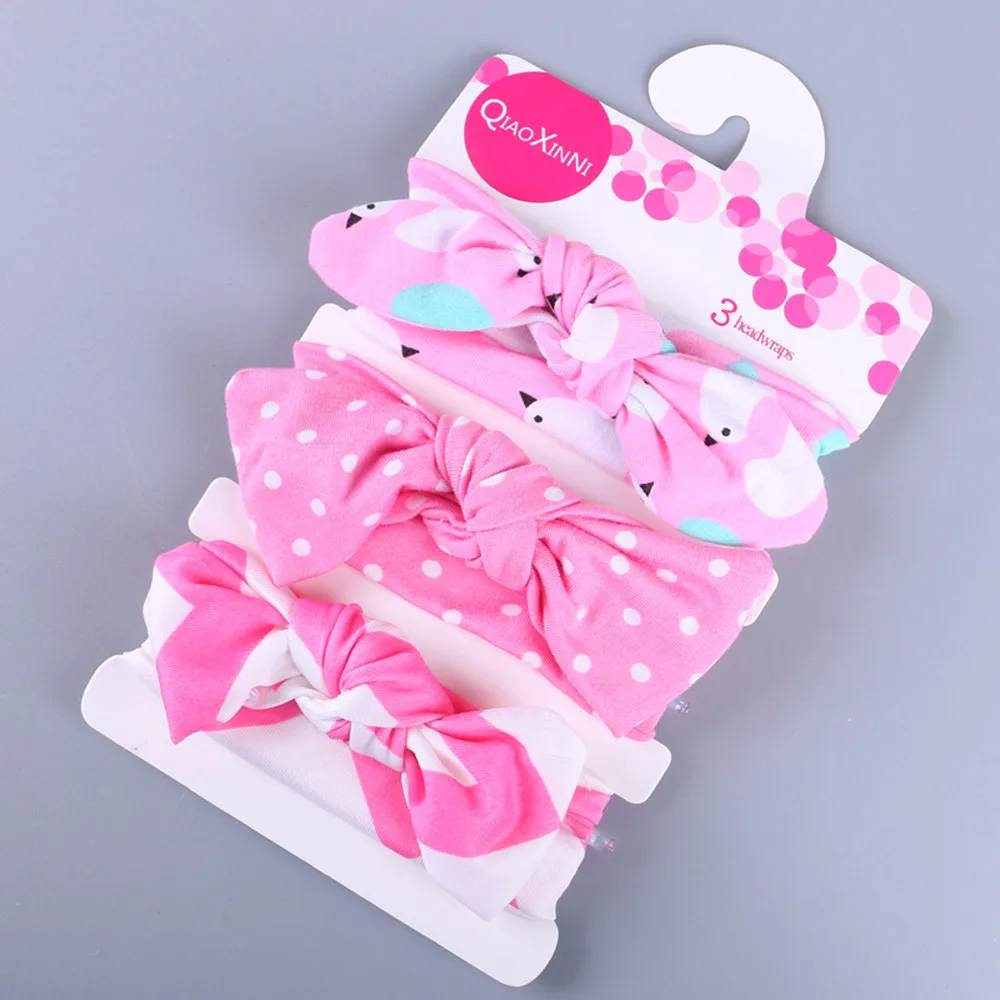 3pcs/lot Cute Bow Baby kids Simple Bunny Ear Bow Hairband Turban Newborn Headbands Hairbands for Kids Baby Hair Accessories
