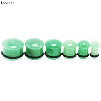 

Leosoxs 2pcs New Mushroom Head Green Aventurine Stone Ear Amplifier Broad Rod Human Body Piercing Jewelry 6-16mm