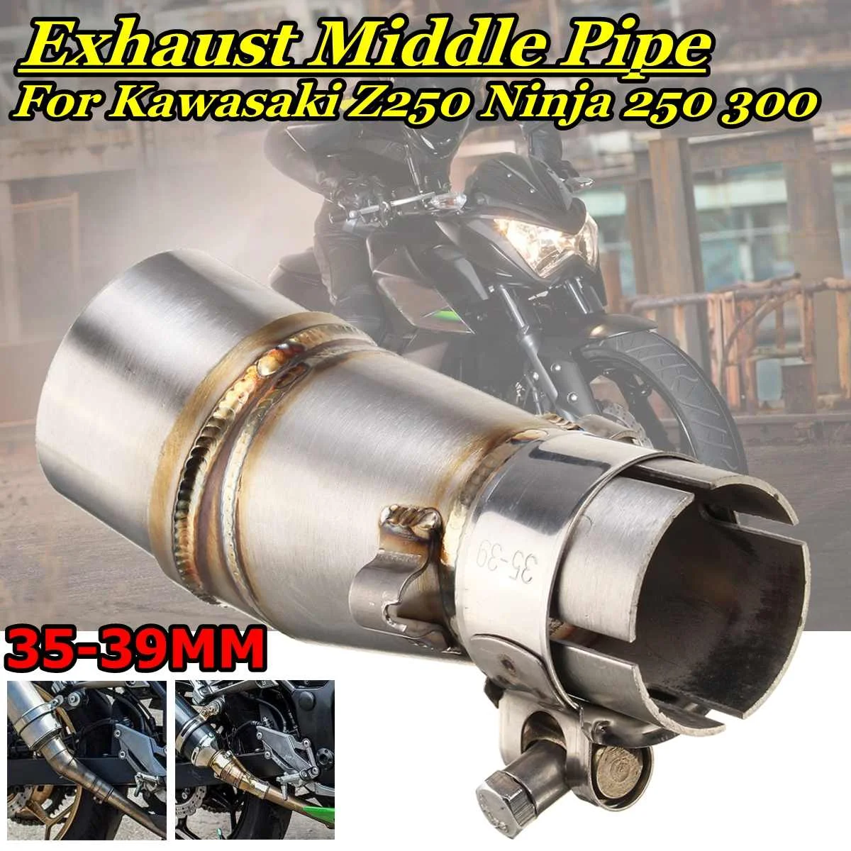 Z250/300 Motorcycle Exhaust Middle Pipe Link Muffler Mid Section Adapter Parts
