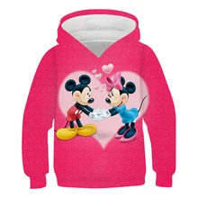Sweat shirt à manches longues Mickey Mouse pour filles, vêtements de printemps pour enfants, impression 3D, joli haut de dessin animé
