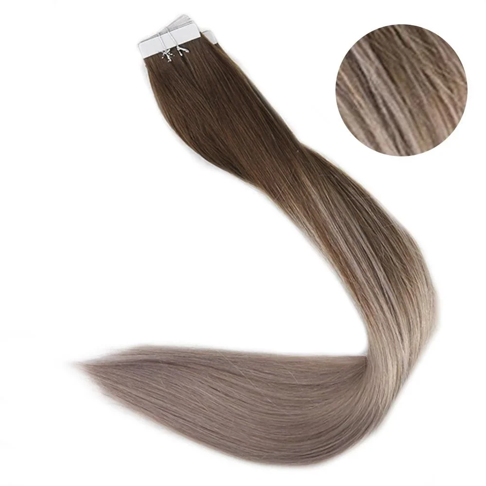 Полный блеск эффектом деграде(переход от темного к Цвет 100 гр., 40 шт. настоящие человеческие волосы Реми волос наращивание волос Реми волосы для наращивания на ленте блонд на ленте, волосы для наращивания на фабричного производства волосы Remy - Цвет: 4 18