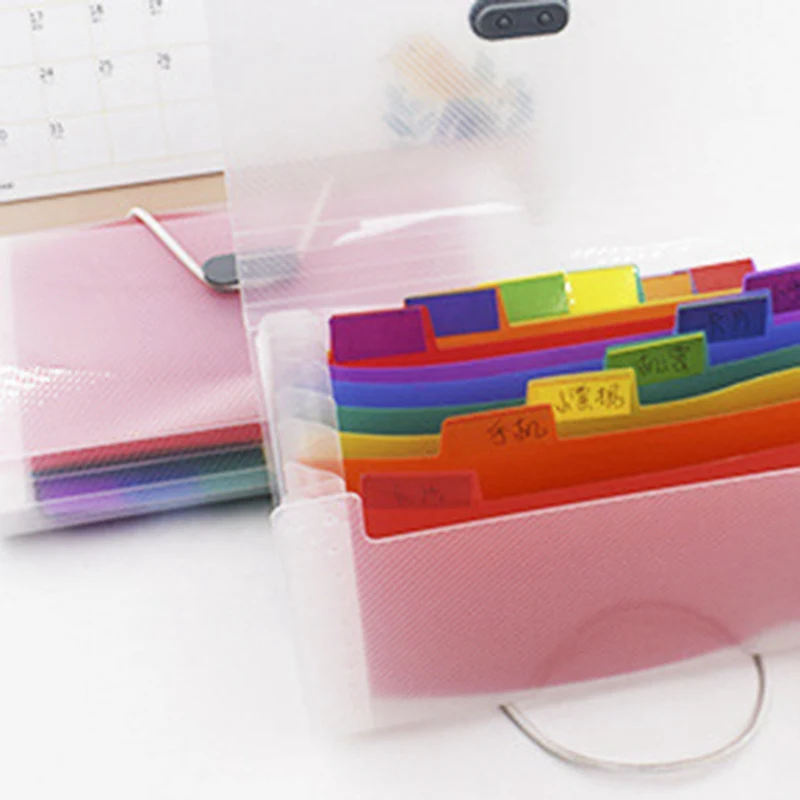 13 포켓 오르간 Protable A6 레인보우 확장 파일 폴더 Office Organizer 문서 홀더 가방 지폐 보관함