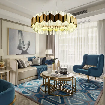 

New Luxury Modern Chandelier Lighting For Living Dining Room Round hanging Indoor Lights Glass Lamps