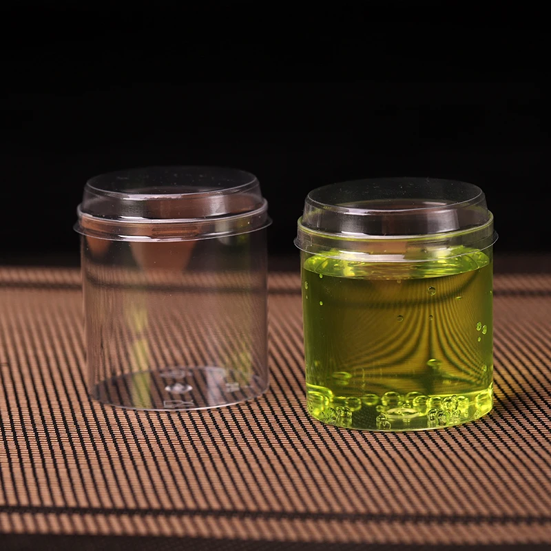 cup and lid Прозрачные мини-чашки для пудинга, 50 шт., высококачественные вечерние чашки для дня рождения и свадьбы, маленькие толстые пластиковые кружки с крышками - Цвет: cup and lid